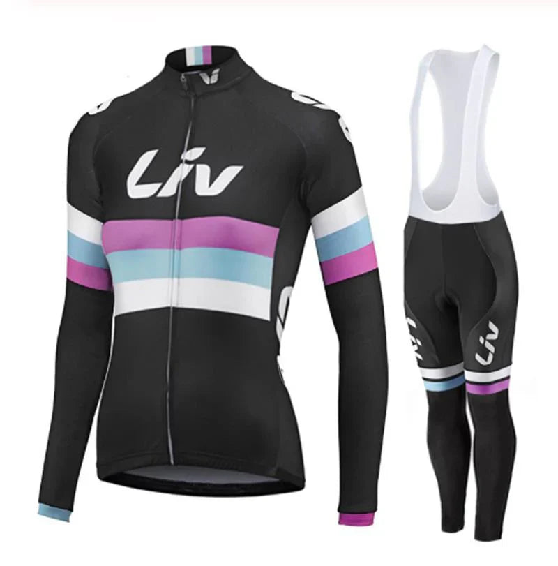 LIV V2 | Conjunto de ciclismo de invierno PRO para mujer con culotte de tirantes