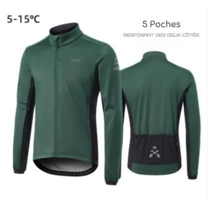 Chaqueta de ciclismo de invierno | cortavientos, cálida y forrada de polar