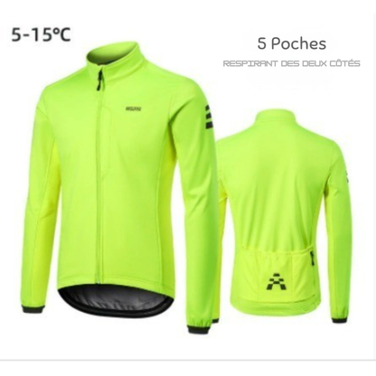 Chaqueta de ciclismo de invierno | cortavientos, cálida y forrada de polar