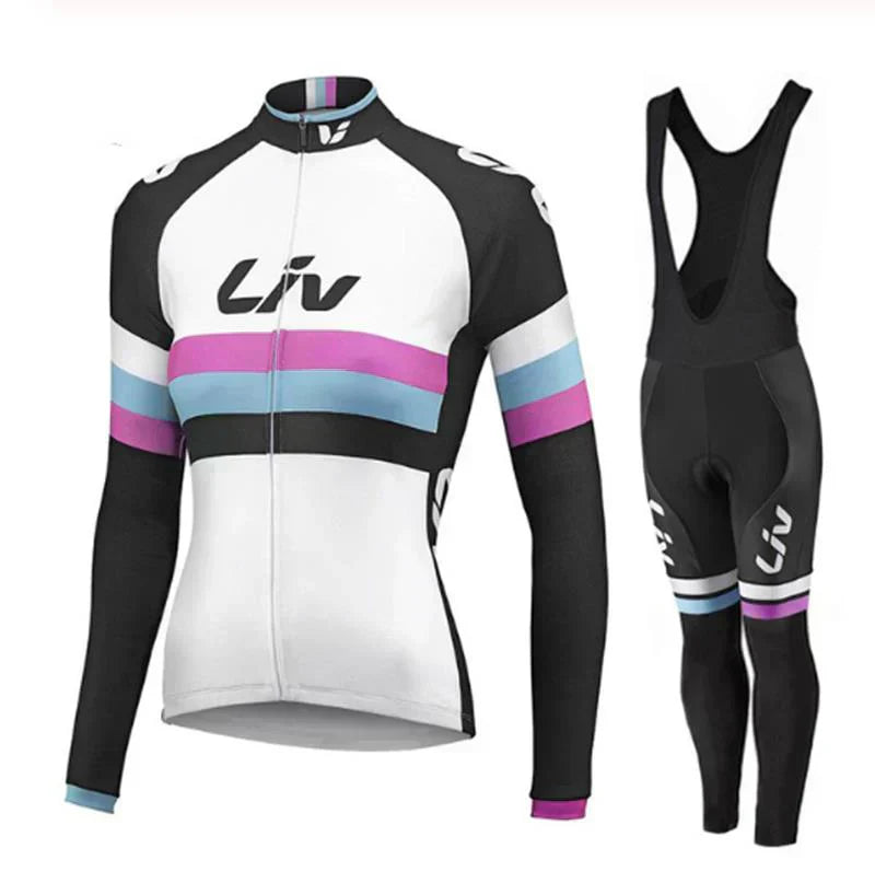 LIV V2 | Conjunto de ciclismo de invierno PRO para mujer con culotte de tirantes
