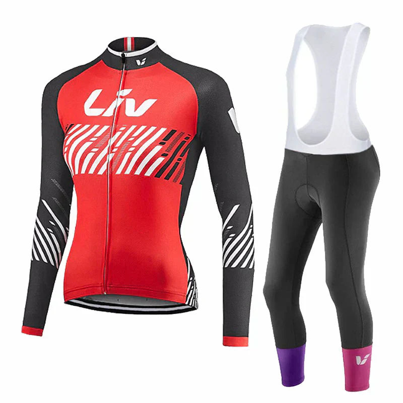 LIV V2 | Conjunto de ciclismo de invierno PRO para mujer con culotte de tirantes